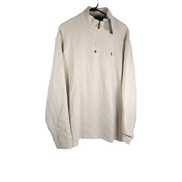 Polo Ralph Lauren Men's NWT XL Dune Tan 1/4 zip Mock Neck PullOver Sweater - Picture 1 of 12